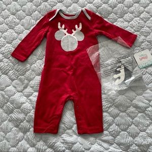 NWT Disney Baby 1 piece Christmas Holiday Matching Reindeer w/ Hat 3/6m